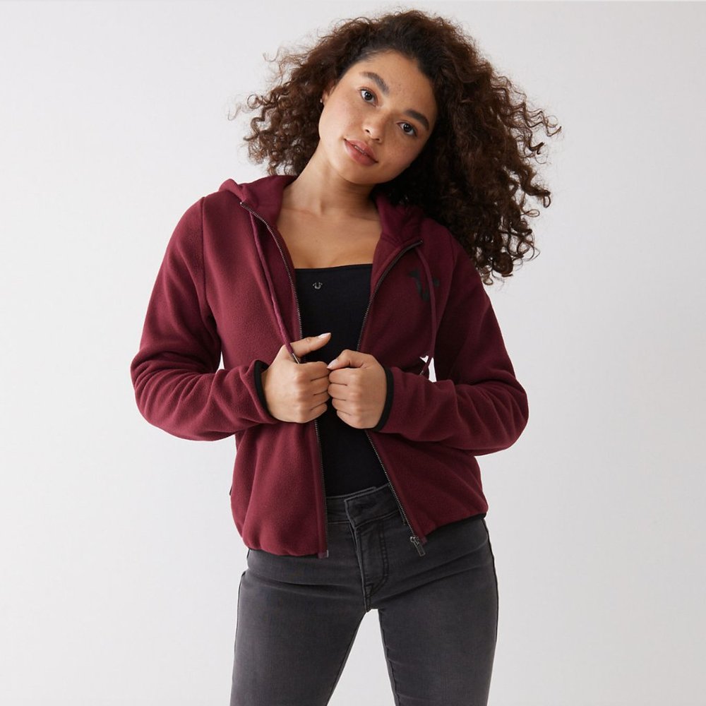 NWT True Religion Women's Fleece Hooded Jacket XL